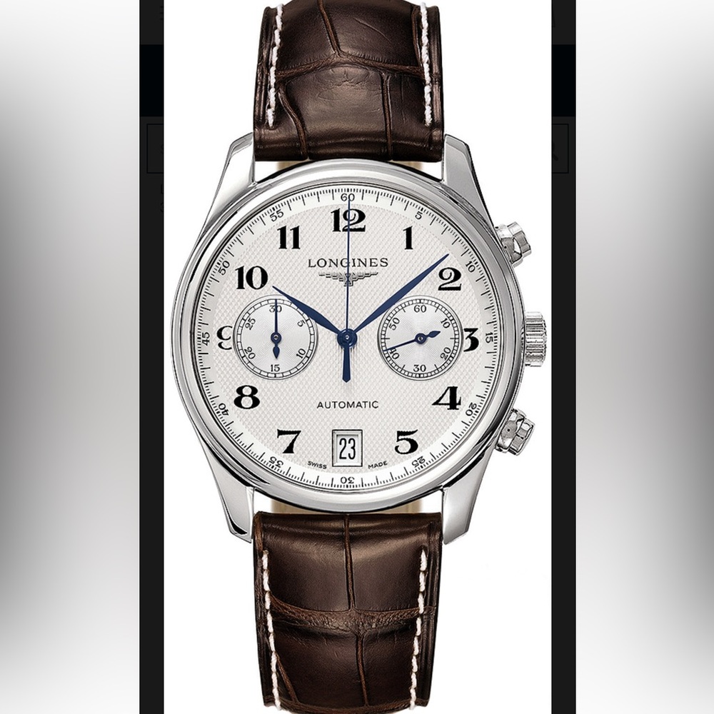Longines White Dial with Brown Strap Watch